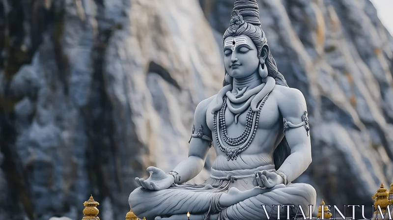 Calm Hindu Statue in Meditative Pose AI Image