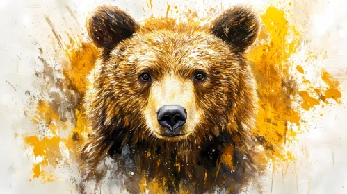 Bear Abstract Art with Splashes