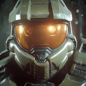 Futuristic Warrior Helmet Detail