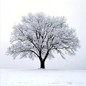 Solitary Tree in Winter Field