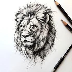 Monochrome Lion Sketch