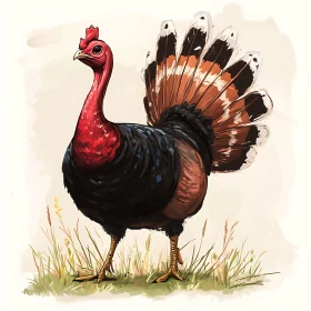 Illustration of a Turkey in Nature
