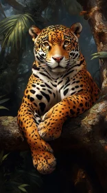 Elegant Jaguar Resting in Wilderness