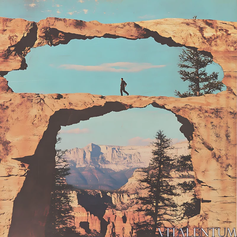 Silhouette on Stone Archway AI Image