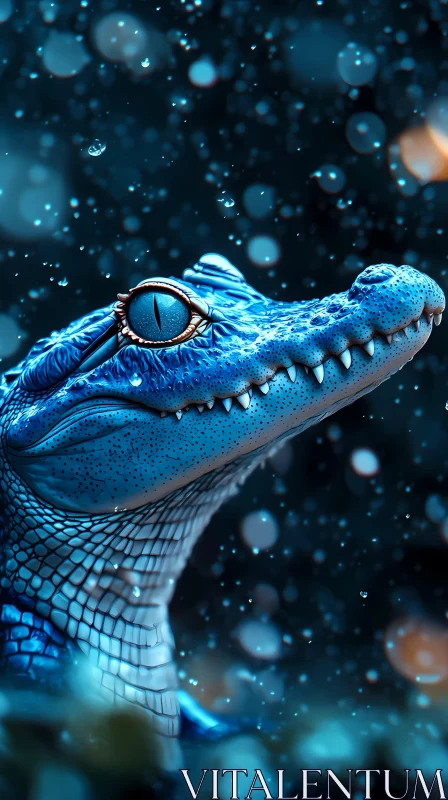 Blue Alligator Fantasy AI Image