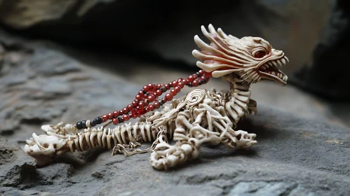 Bone Dragon with Beads on Stone