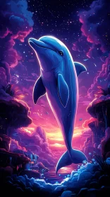 Majestic Dolphin in Dreamy Ocean