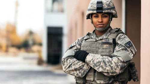 Strong Woman in Military Gear