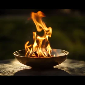Fire in a Bowl at Dusk