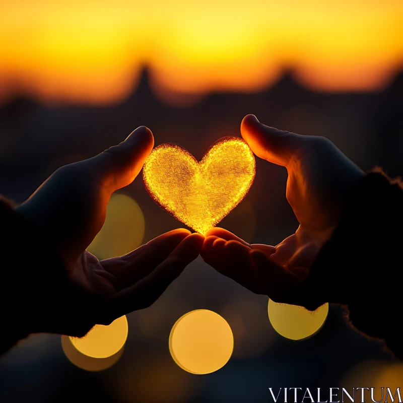 Heart of Light, Sunset Embrace AI Image