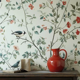 Vintage Decor with Bird and Branch Motif
