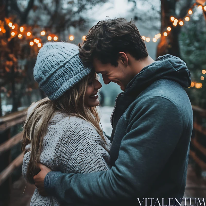 Affectionate Couple Under Warm Lights AI Image