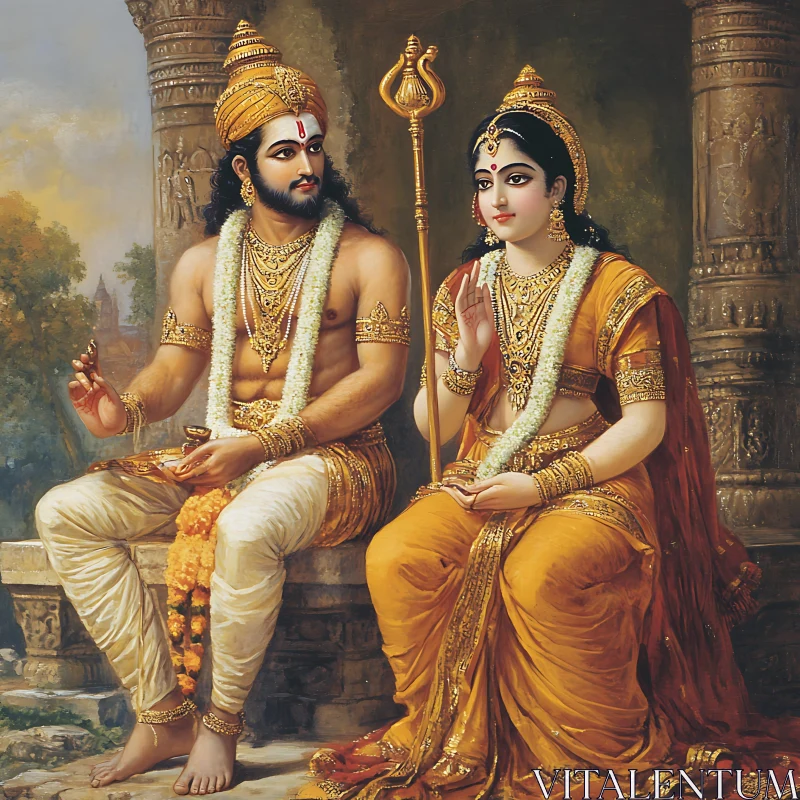 Divine Couple in Traditional Attire AI Image