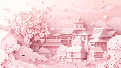 Sakura Village Paper Art