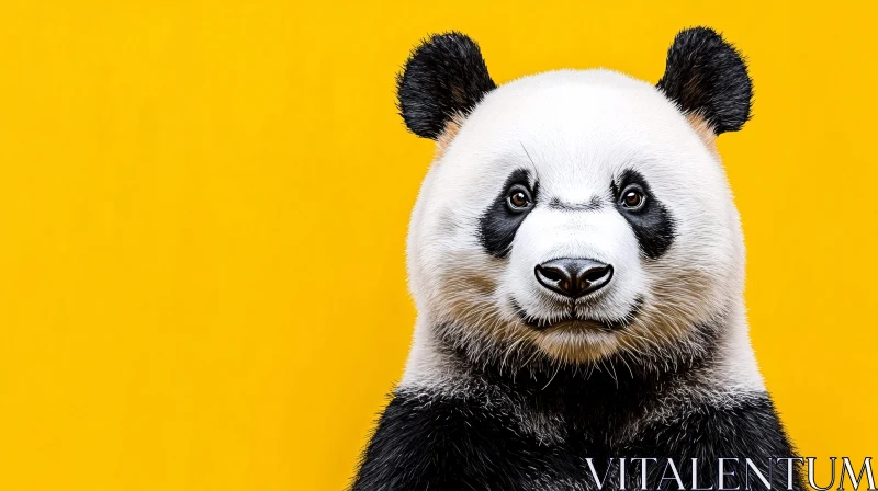 Panda Portrait with Yellow Background AI Image