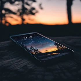 Sunset and Stars on Phone Screen
