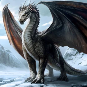 Dragon in Winter Landscape