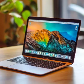 MacBook Laptop Featuring a Stunning Mountain Landscape Display