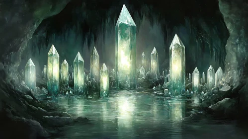 Glowing Crystals in Subterranean Lake