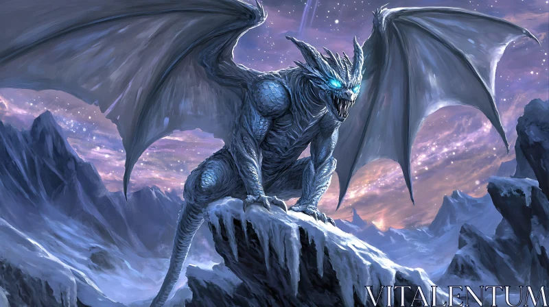 AI ART Icy Dragon on a Winter Mountain