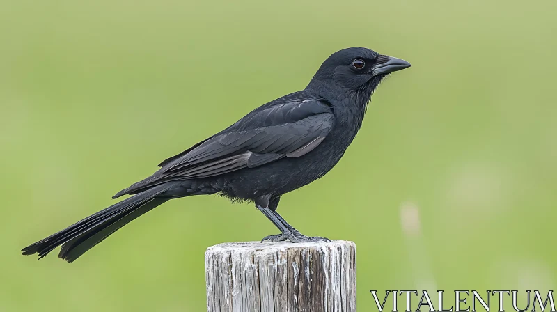 AI ART Black Bird on a Post