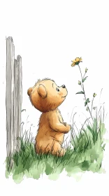 Teddy Bear in a Peaceful Garden