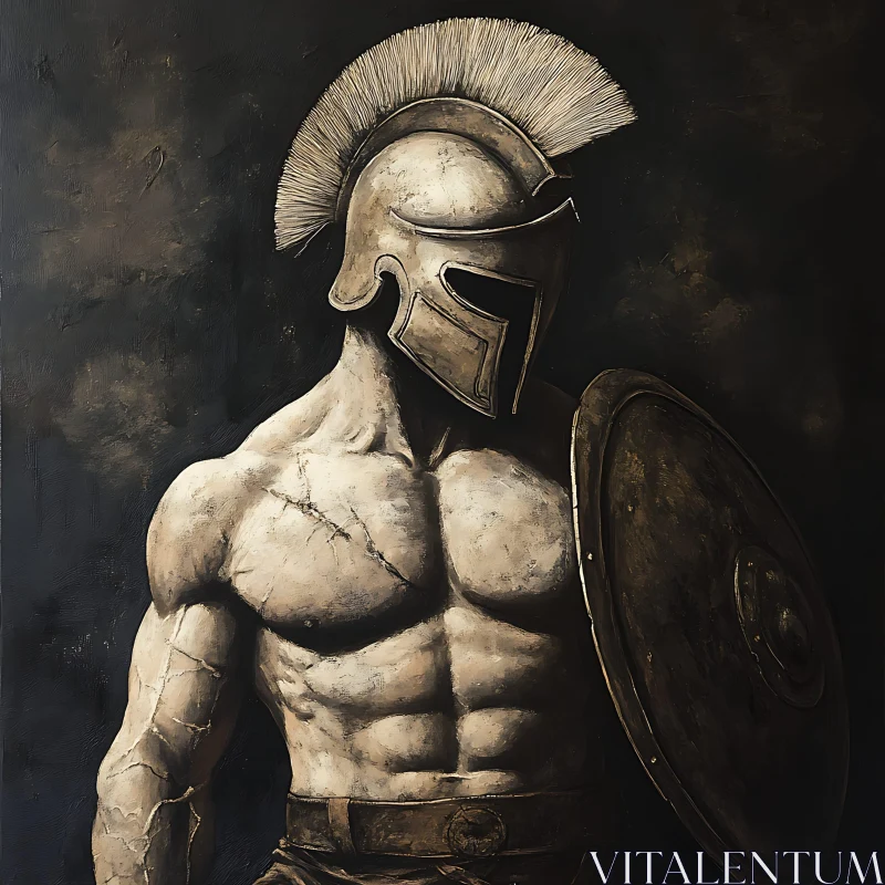 Stoic Spartan Warrior with Shield AI Image