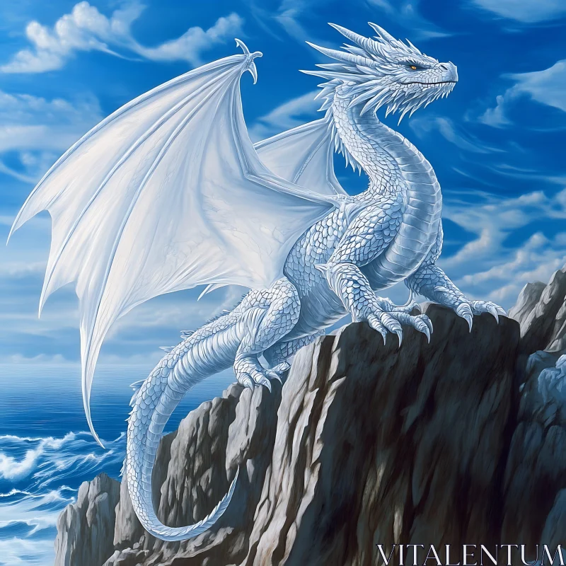 Dragon on the Rock AI Image