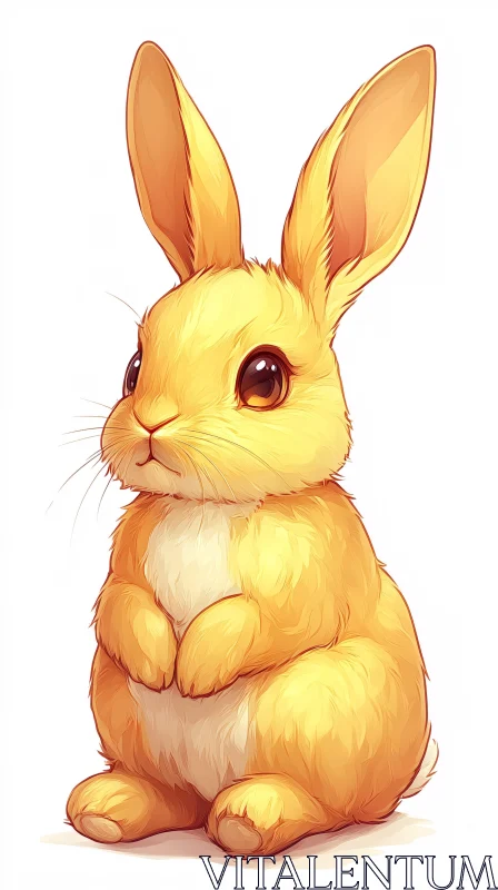 AI ART Adorable Yellow Rabbit Art