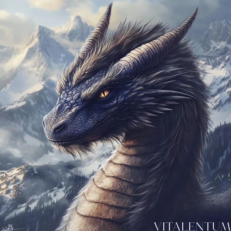 AI ART Fantasy Dragon in a Mountainous Landscape