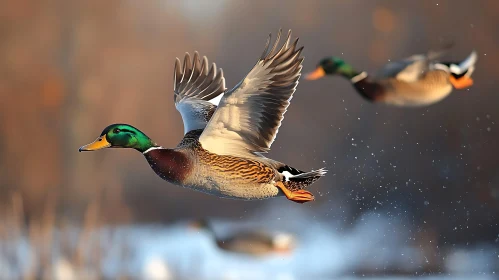 Duck Flying Over Water