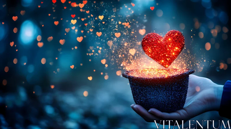 Magical Heart with Glittering Embers AI Image