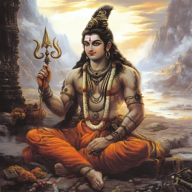 Hindu Deity Meditative Pose Artwork