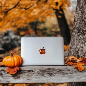 Tech in Nature - Autumn Laptop Setup