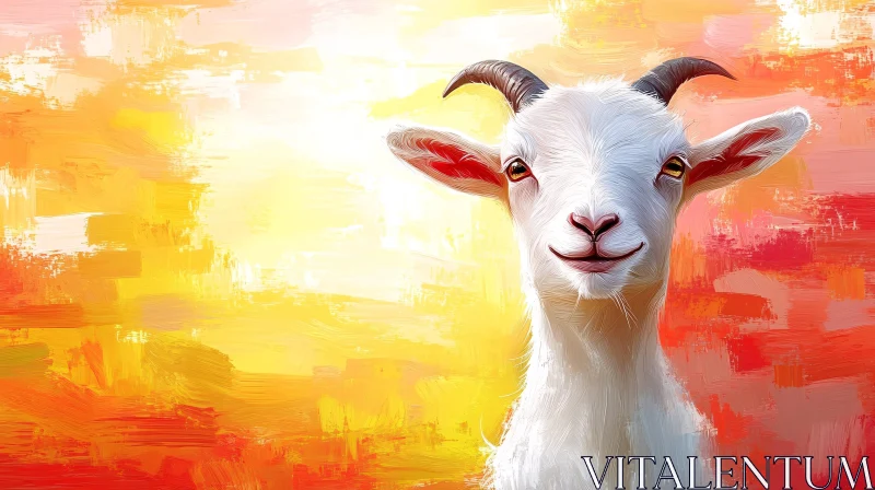 Whimsical Goat Painting AI Image