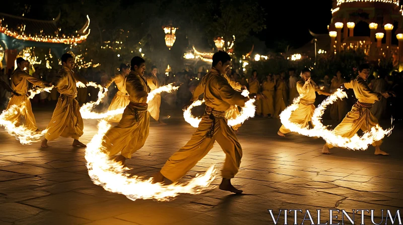 AI ART Night Fire Dance: Cultural Performance