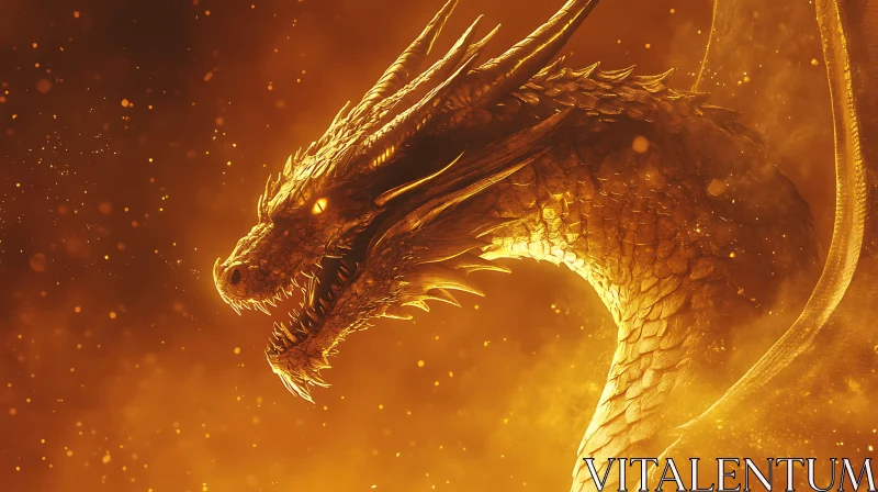 AI ART Fire Dragon Illustration