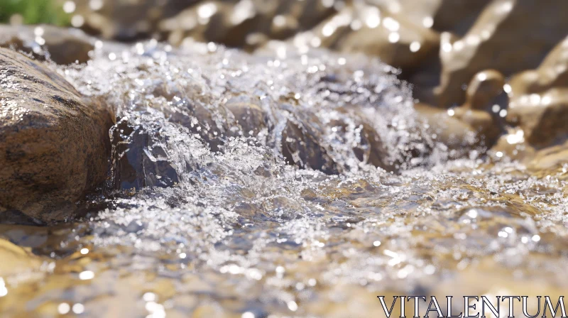 AI ART Water Flow and Rocks Close-Up