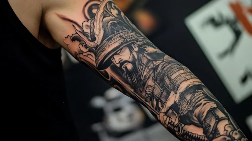 Monochrome Warrior Tattoo Design