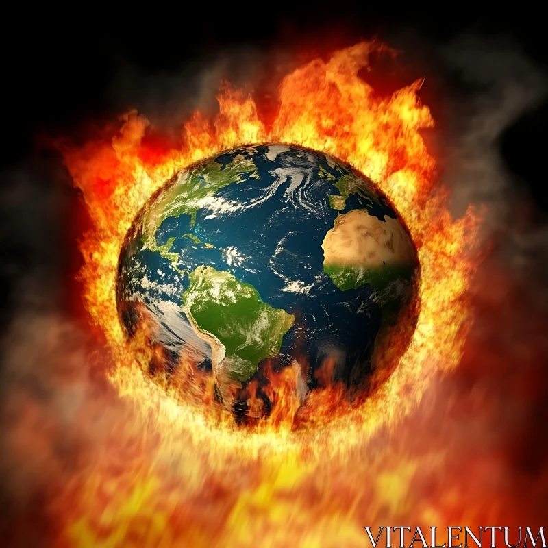 Earth on Fire - The Impact of Climate Change AI Image