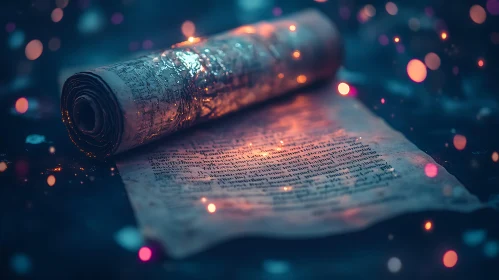 Ancient Script Illuminated by Bokeh