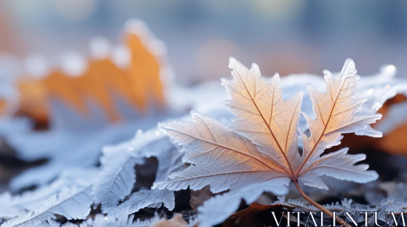 Autumn Frosted Leaf - A Luminescent Nature Display AI Image