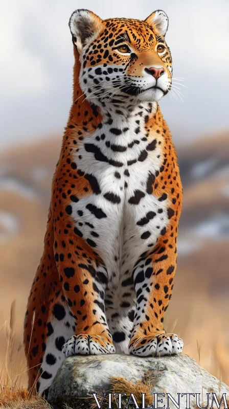 Leopard on Rock AI Image