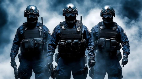 Tactical Squad in Dark Blue Uniforms