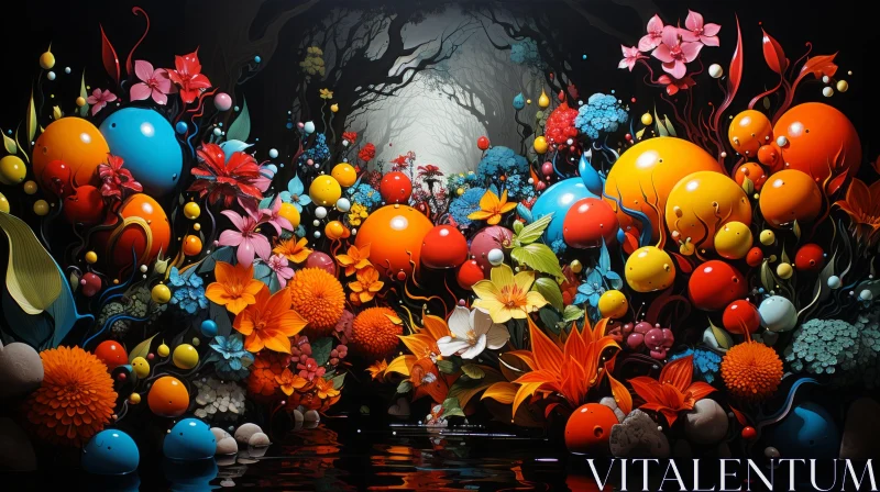 Colorful Mural Art - A Fusion of Nature and Surrealism AI Image