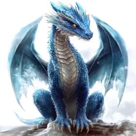 Azure Dragon Perched on Stone