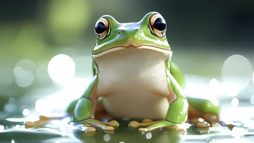 Green Frog on a Pond