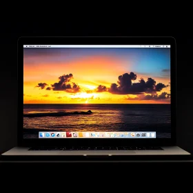 Ocean Sunset on Laptop