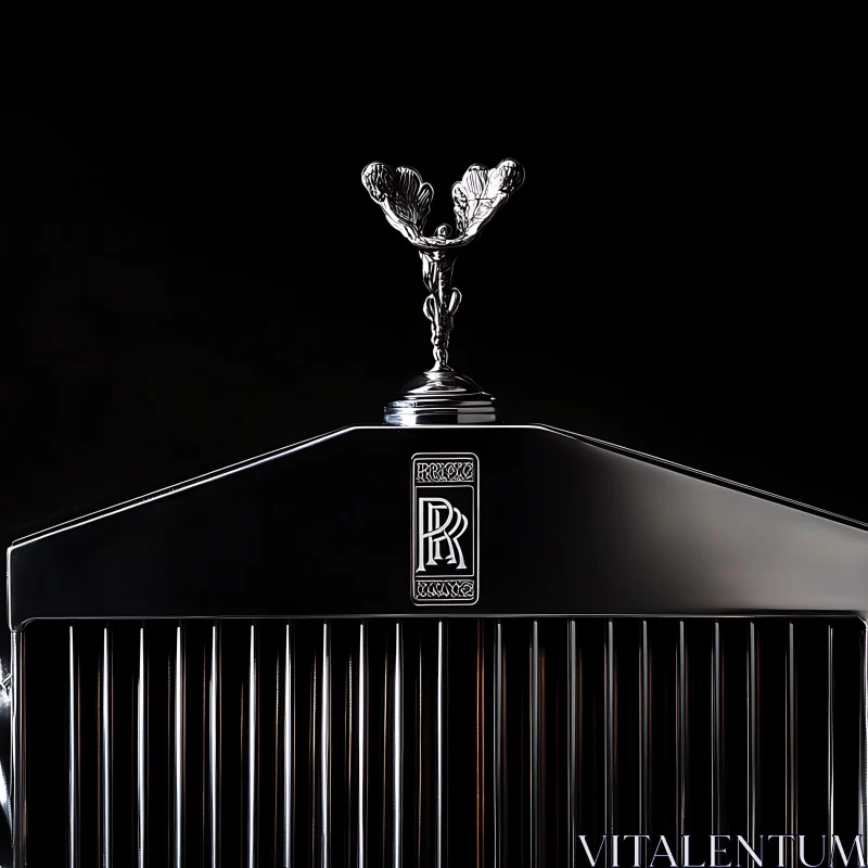 Luxury Car Grille with Iconic Badge and Mascot AI Image