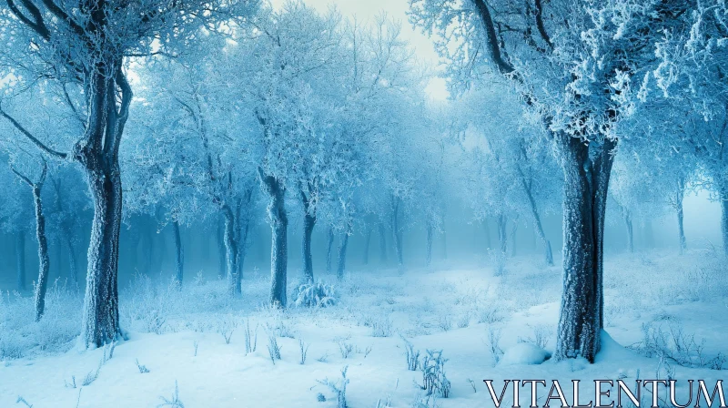 AI ART Peaceful Snowy Woodland